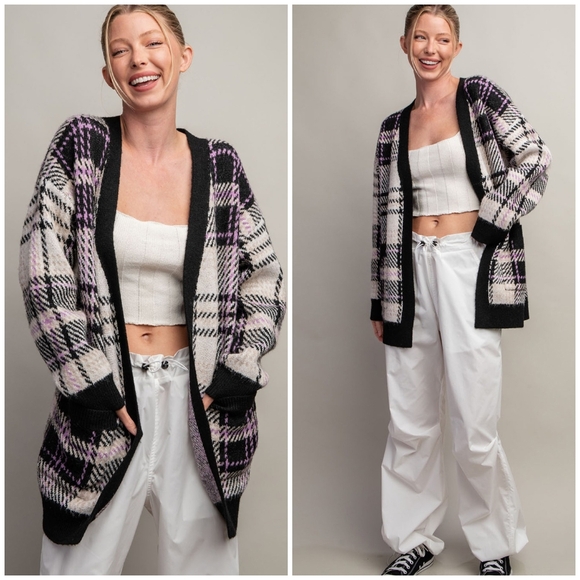 ee:some Cozy Chic Black Plaid Cardigan - Picture 14 of 14